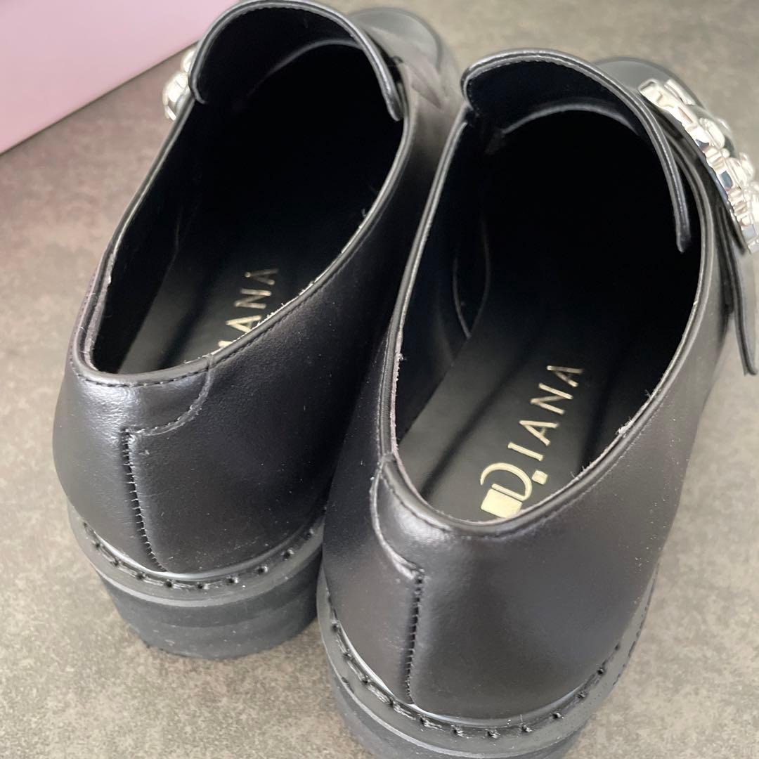 ダイアナDIANA ビジュー付きブラックローファー銀座正規店購入　新品