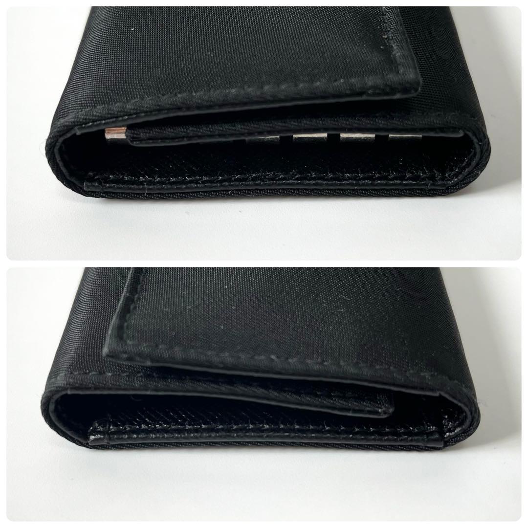 プラダ　6連キーケース　トライアングルロゴ　ナイロン　レザー　黒　ユニセックス