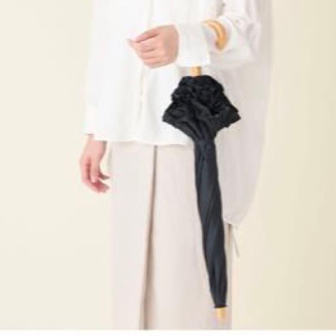 サンバリア100 日傘 フリル2段折 木曲がり手元 ホワイト 折り畳み日傘