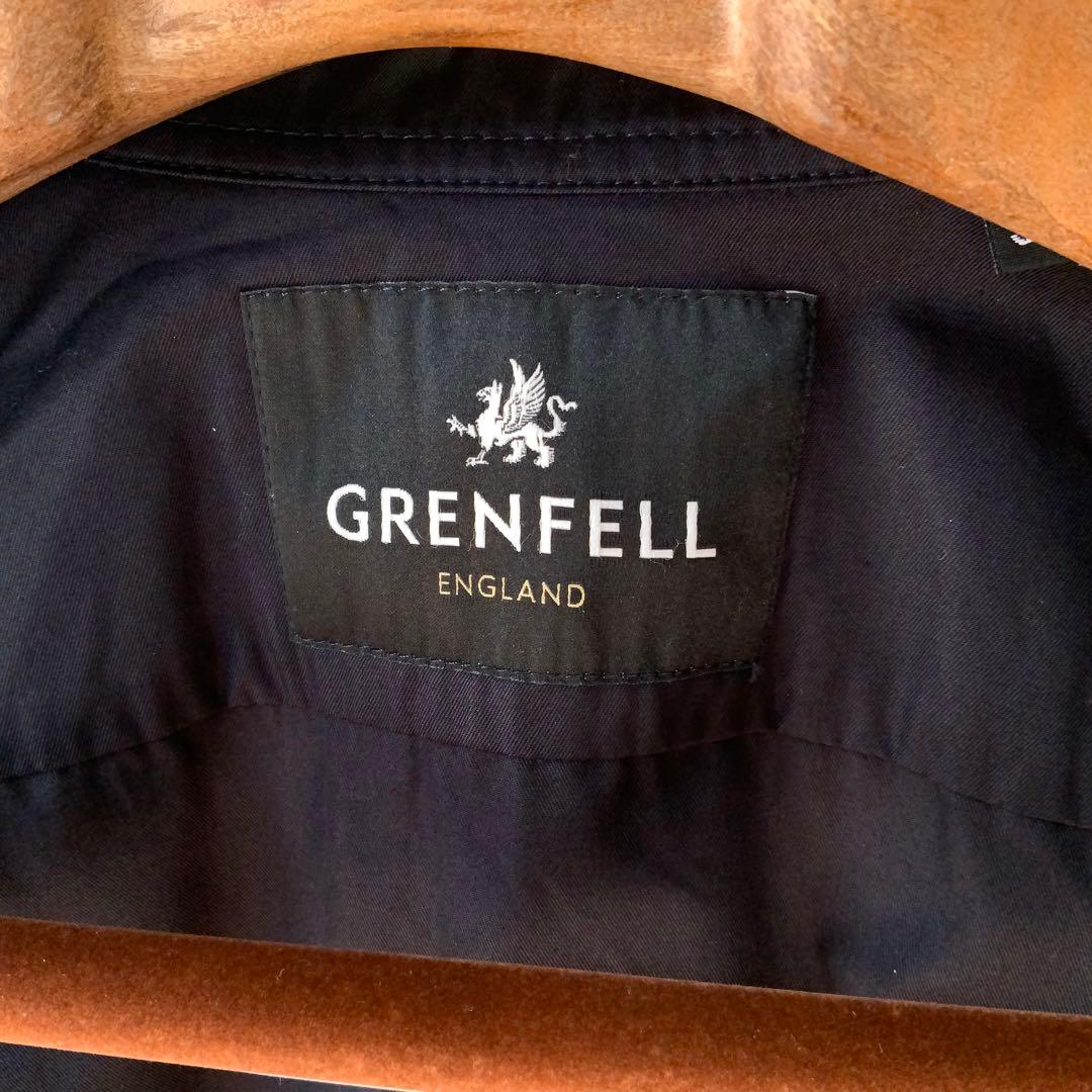 極美品 GRENFELLグレンフェル シャツジャケット38英国製ネイビー 山タグ