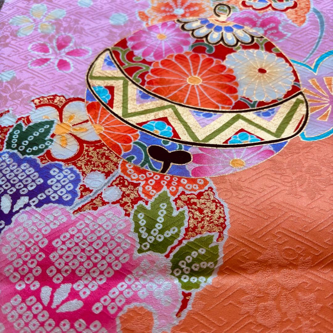 【新品】 日本伝統色 杏色❗️日本製 お宮参り産着 女の子 京友禅 刺繍入 襦袢付