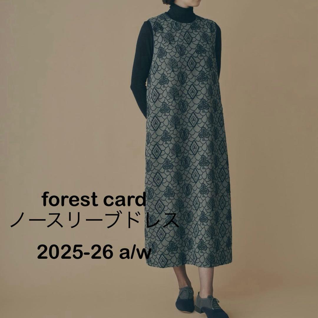 【未使用】ミナペルホネン　forest card グリーングレー　ドレス 36