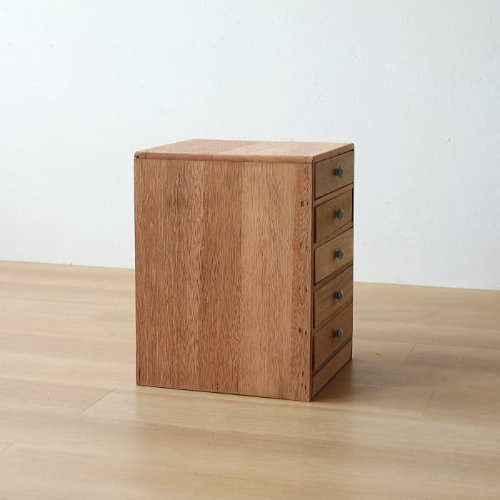 アンティーク 整理箱 タンス 古家具 ラワン 引き出し5杯 無塗装