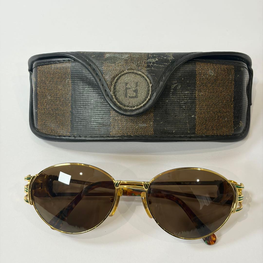 FENDI SL7073 オーバル型サングラス イタリア製 フルリム ケース付