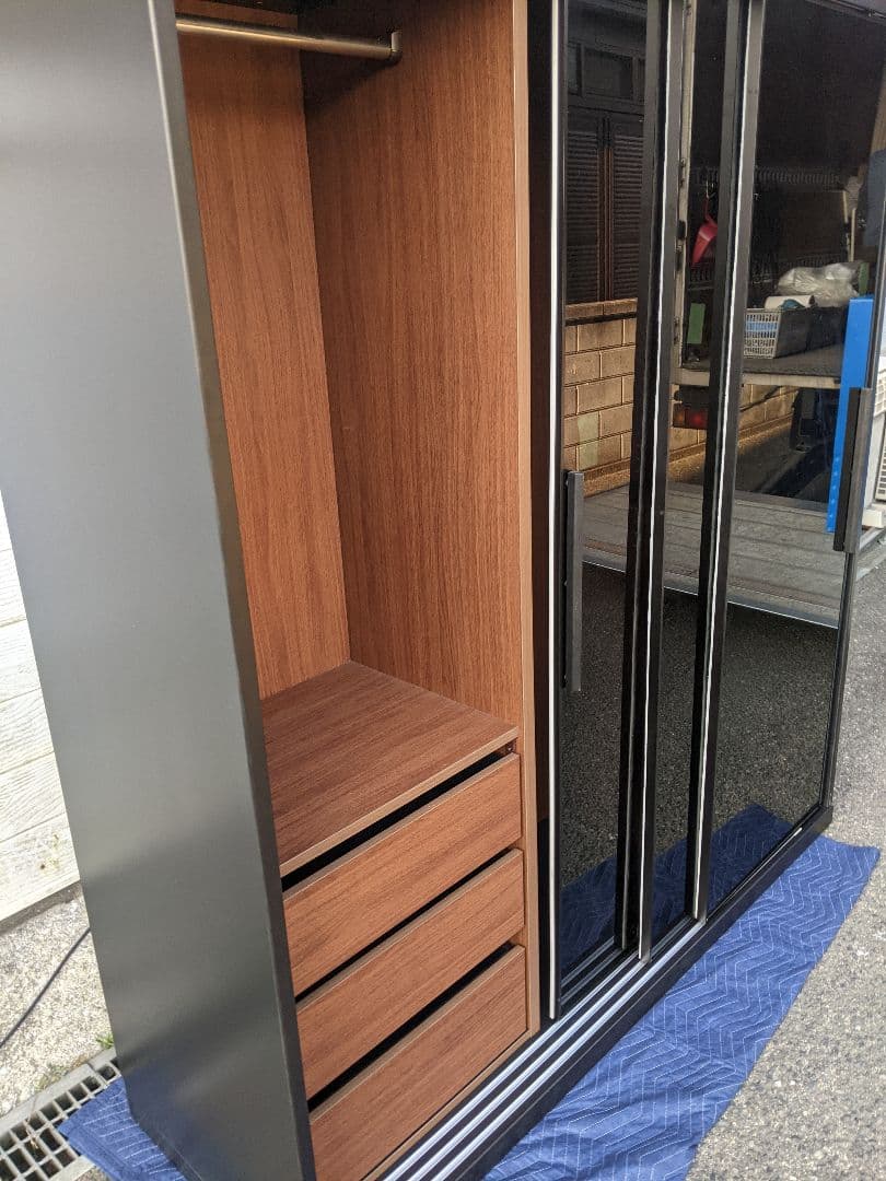 大塚家具ワードローブ「RENNELL レンネル」幅182cm ガラス扉 引き戸