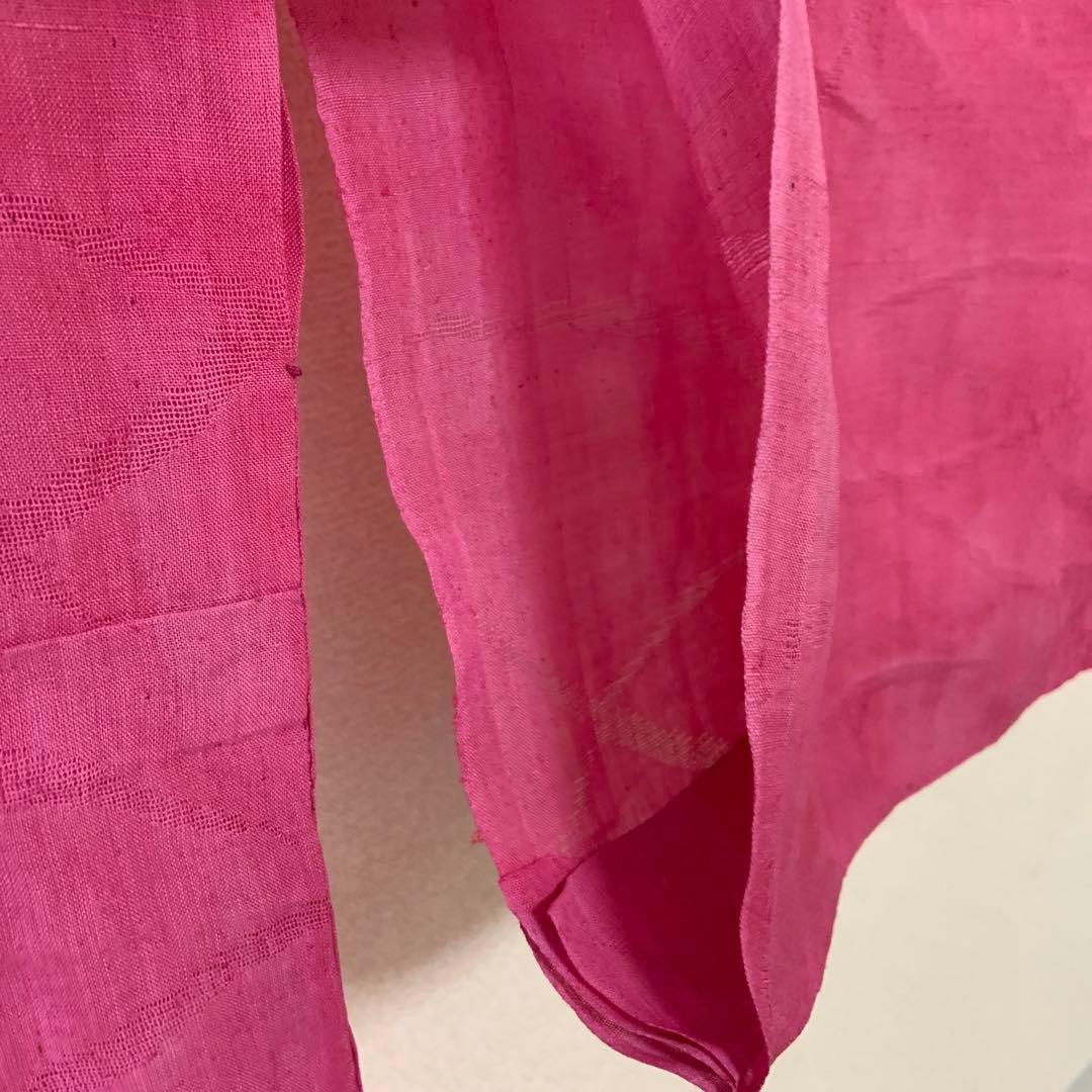 本麻　洗える長襦袢　カラー襦袢　ローズピンク　リサイクル　ka2