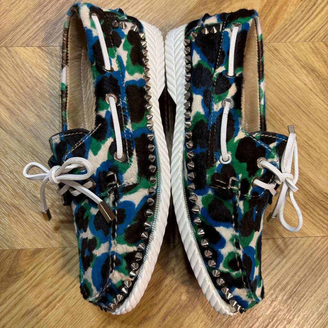 【美品】クリスチャンルブタン ヒョウ柄 ハラコ ローファー 約24cm 赤ソール