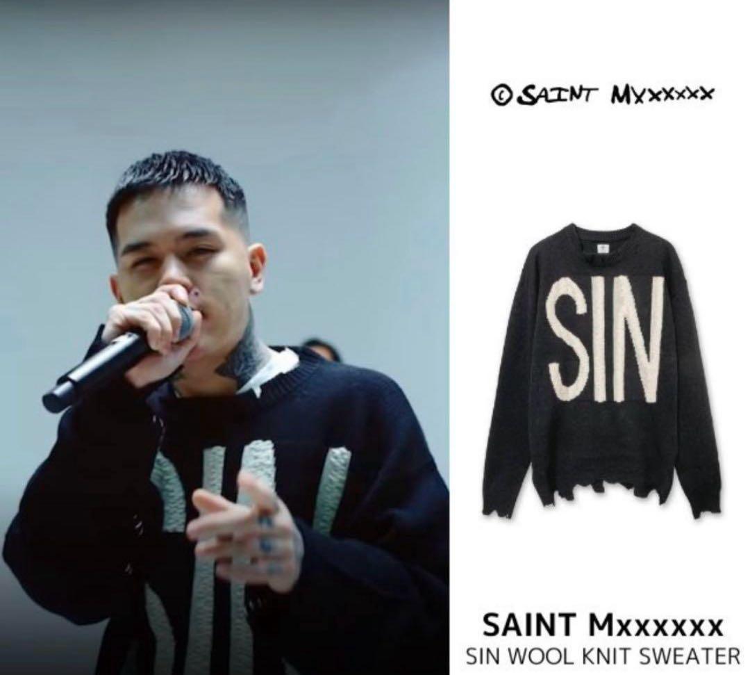 トップス SAINT Mxxxxxx SIN WOOL KNIT SWEATER