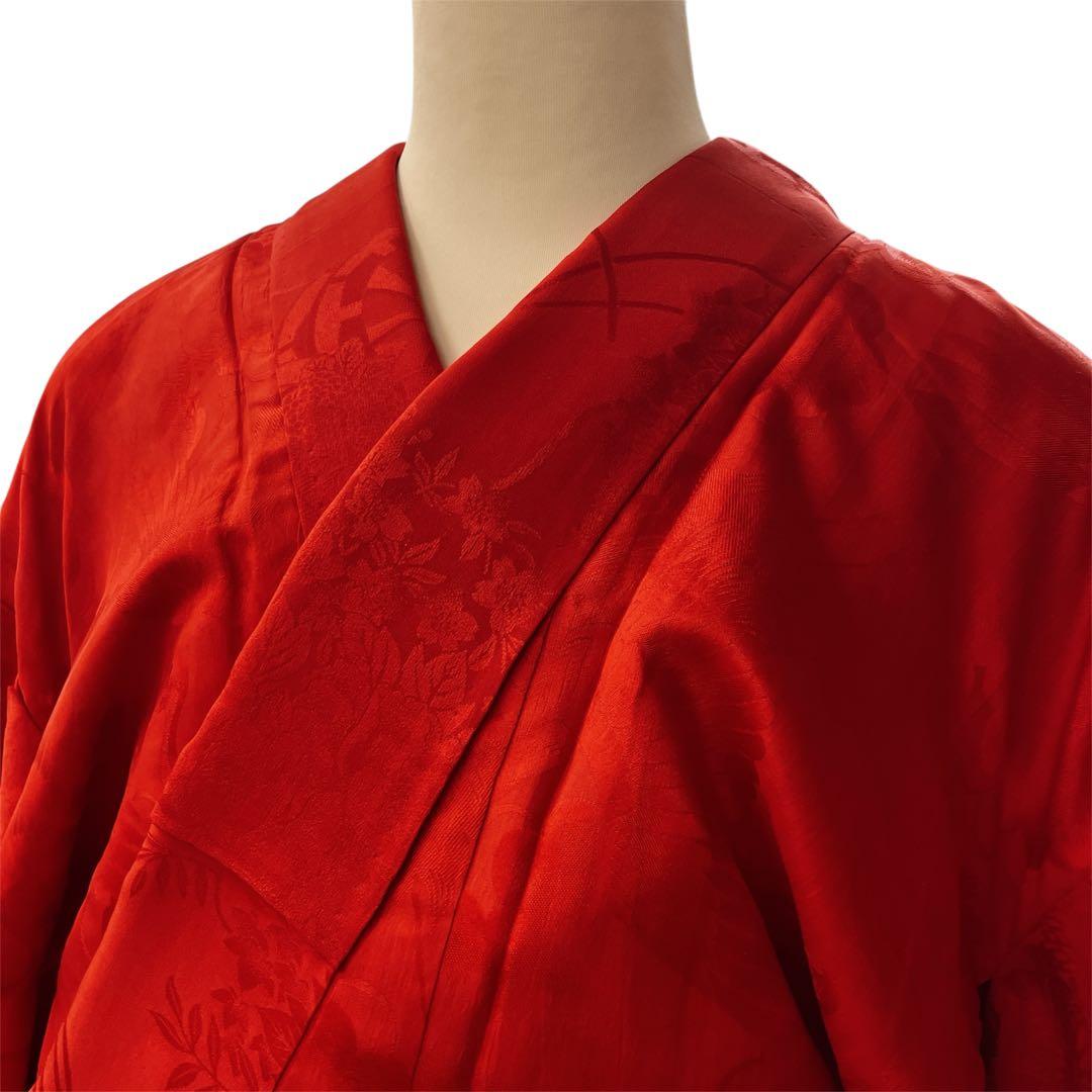 ◎mk-1198　引き振袖　襦袢　赤　美品　7-30