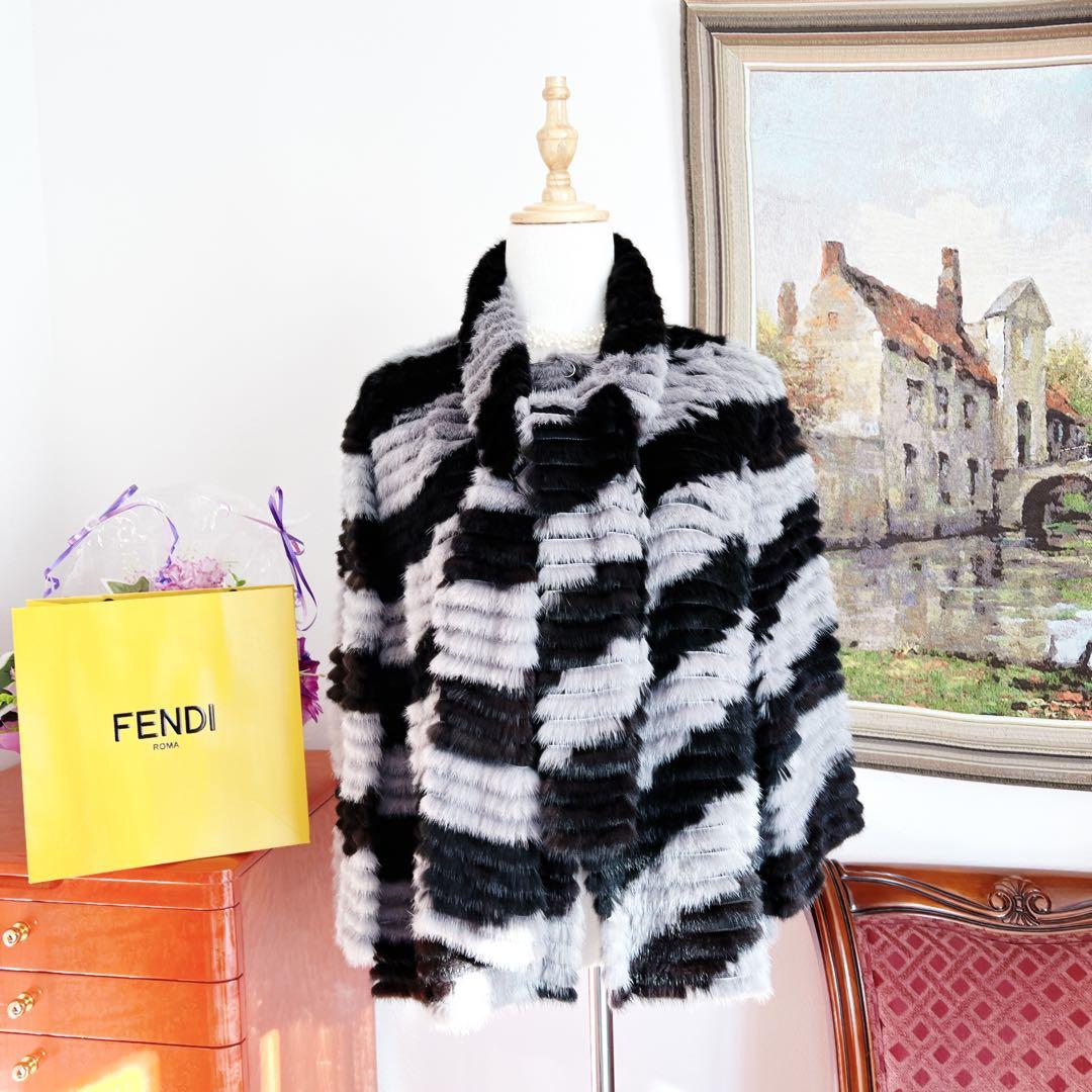未使用　FENDIフェンディ マフラー付　総ミンク　コート　ブラック ブルゾン