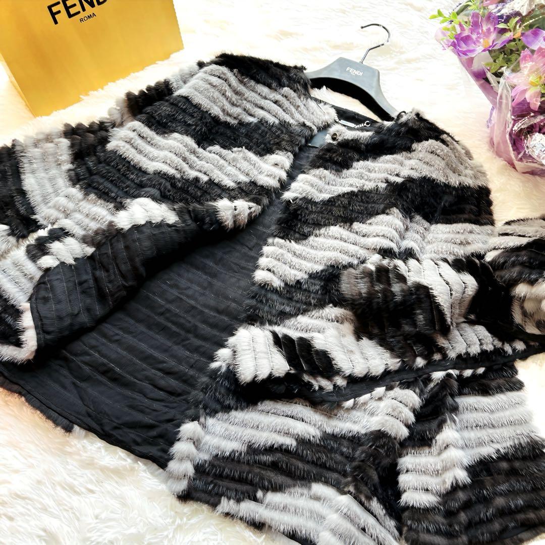 未使用　FENDIフェンディ マフラー付　総ミンク　コート　ブラック ブルゾン