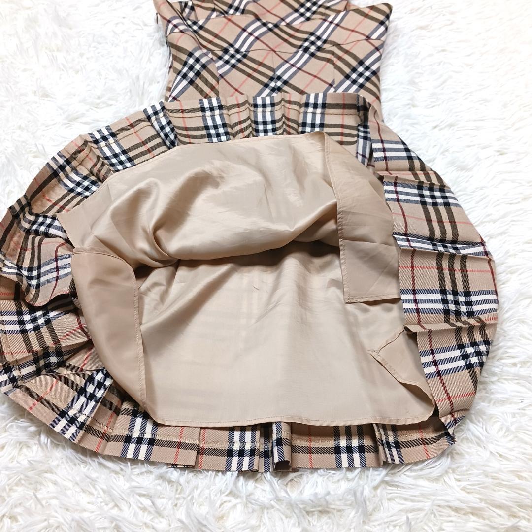 お洒落✨　バーバリーブルーレーベル　ミニワンピース　プリーツ　チェック　本革　M