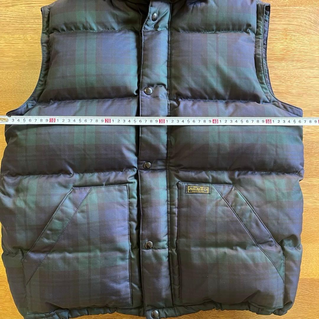 美品　ポロラルフローレン　ダウンベスト　チェック柄　フード付き　L