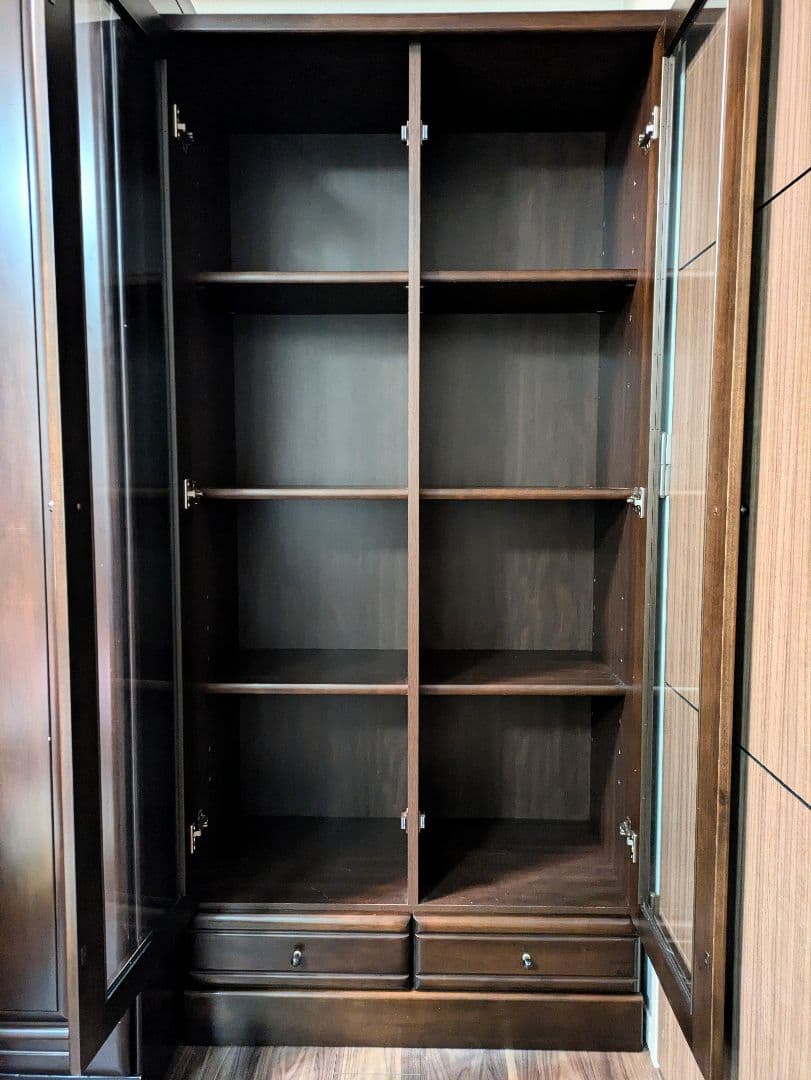 【パーツ】【梱包発送料込】木製 ガラス扉付収納棚