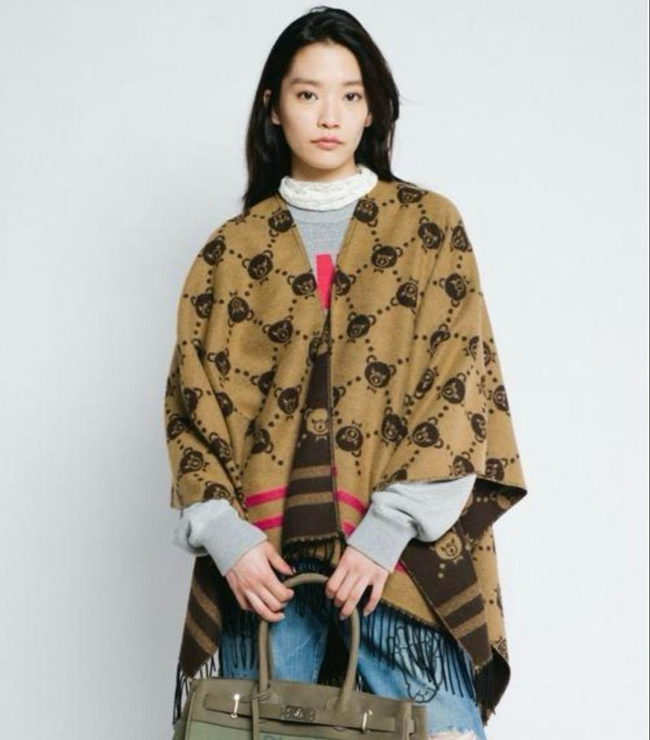 美品 HYSTERIC GLAMOUR BEARモノグラム ポンチョストール