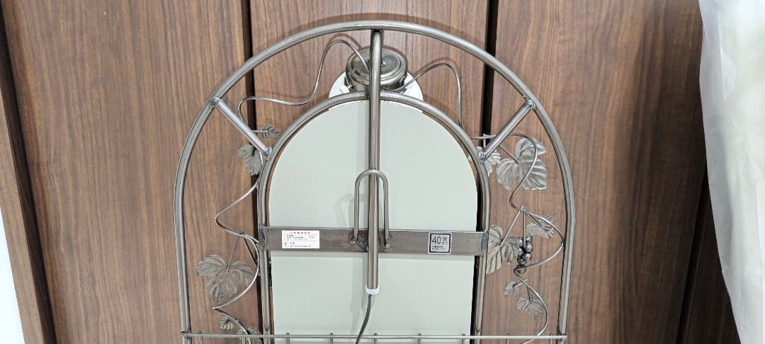 桜井製作所　アイアンドレッサー　昭和レトロ 鏡　電気付　葡萄のツル鉄製