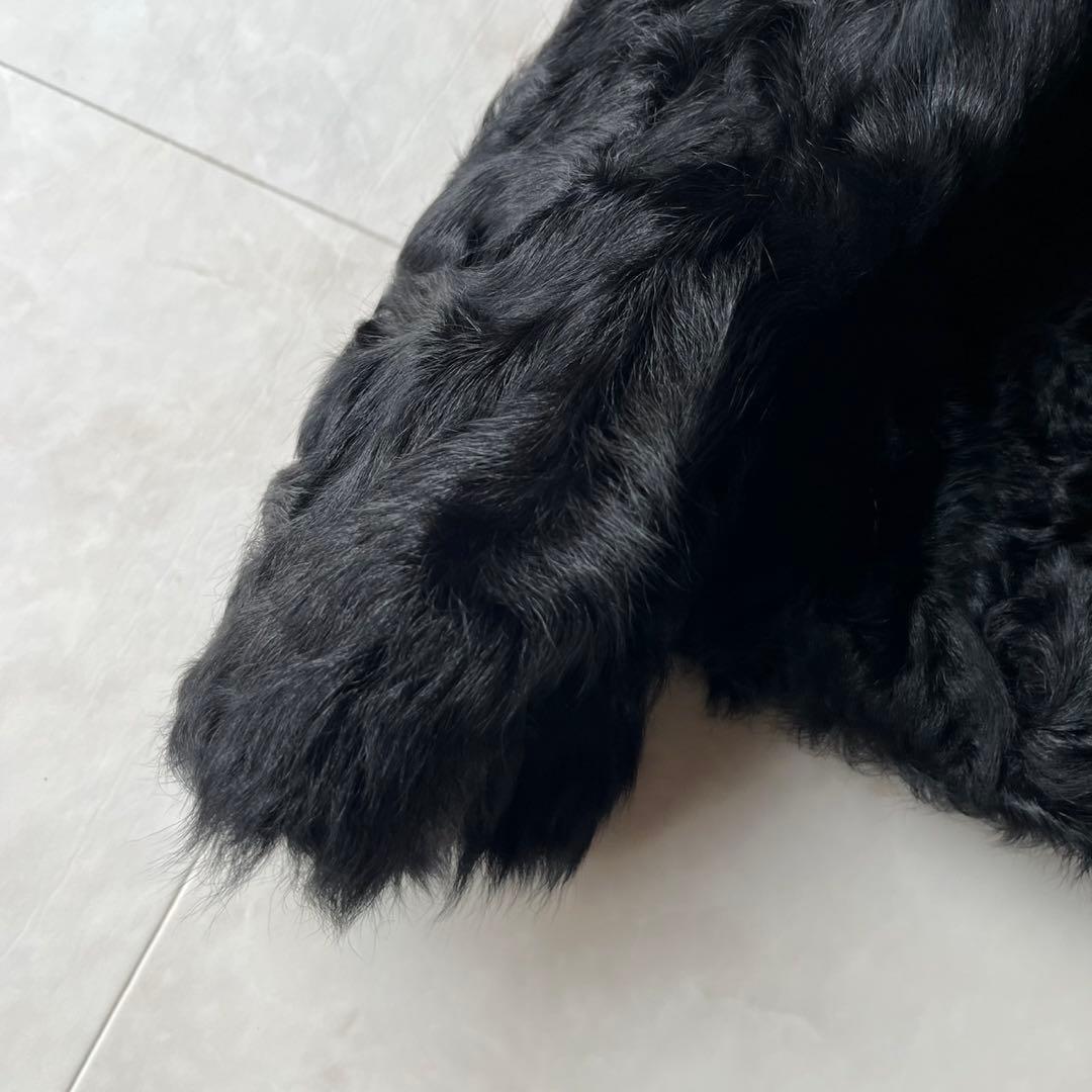 リアルラムファー カーリーラム 毛皮 ファーコート ブラック 黒 M ショート