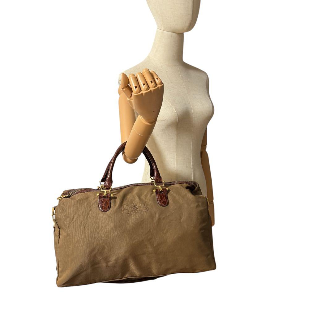 美品 バレンシアガ ボストンバッグ 2WAY ナイロン BBロゴ 茶色系Y2k