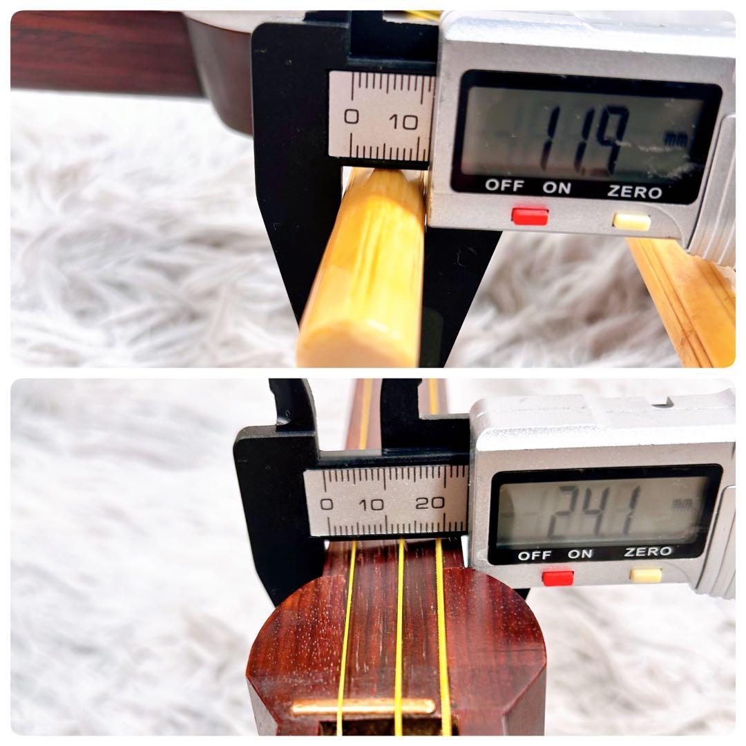 長唄三味線　三味線　中棹　紫檀　丸打胴　本皮　現状品　皮破れなし