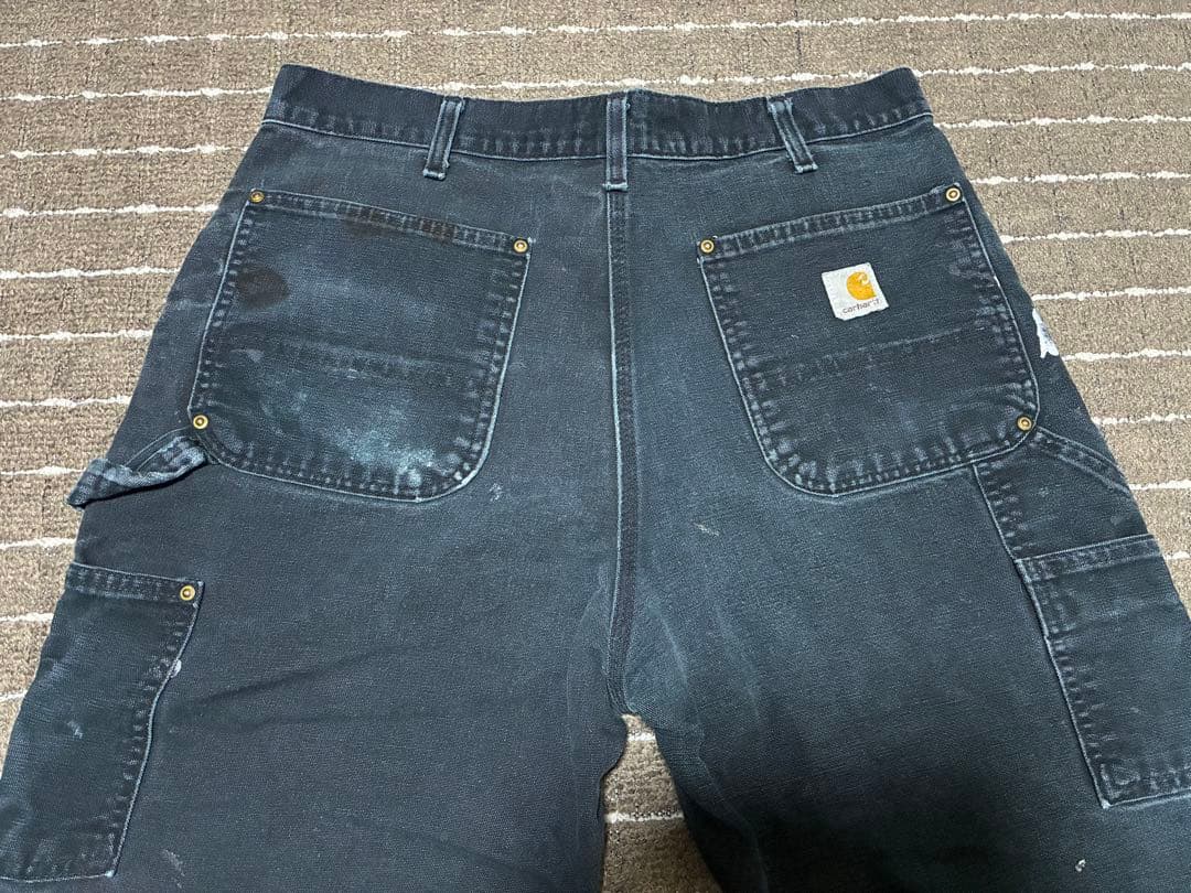 雰囲気抜群 carhartt ダブルニーペインターパンツ ペンキ飛び BLACK