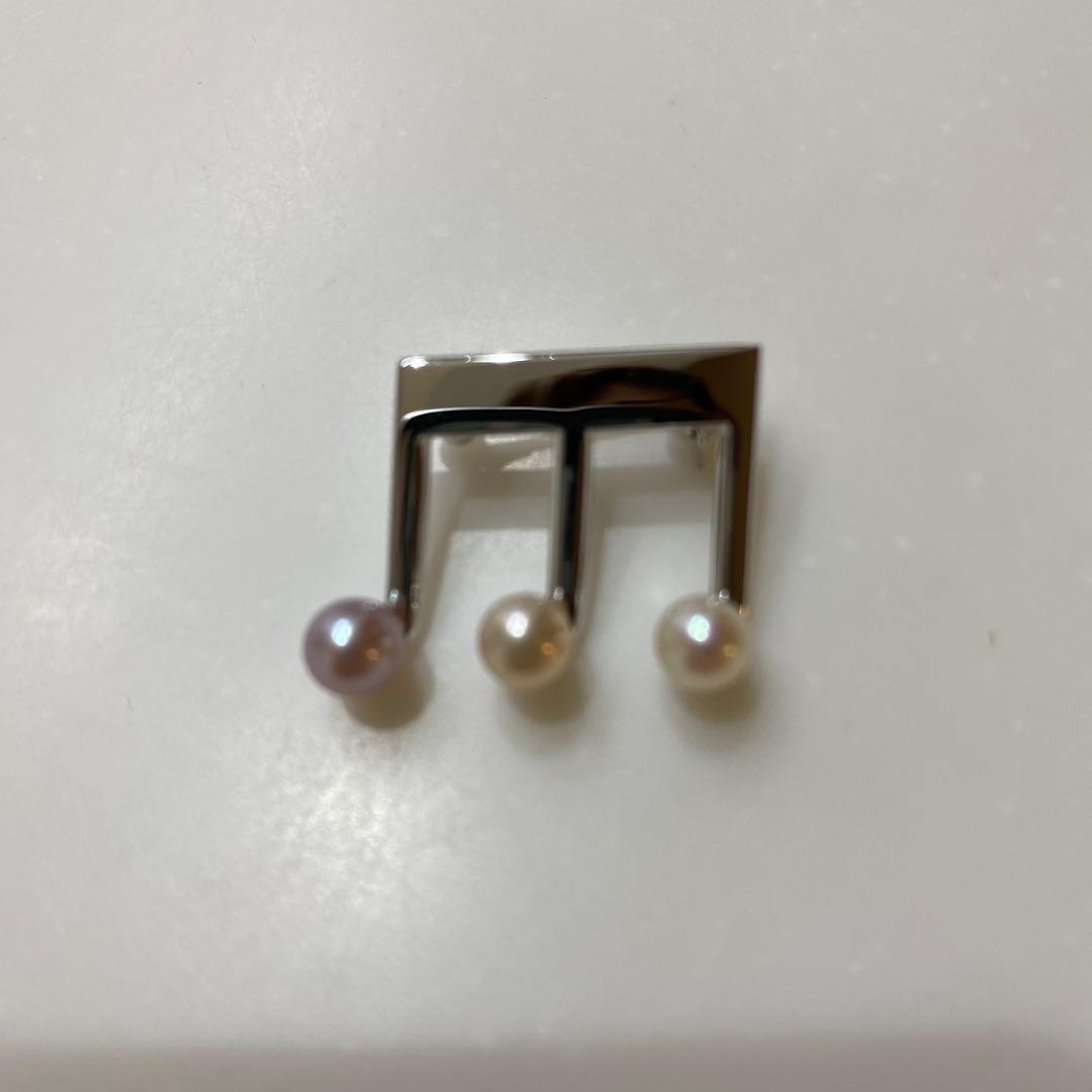 ミキモト　音符デザイン ブローチ パール付き