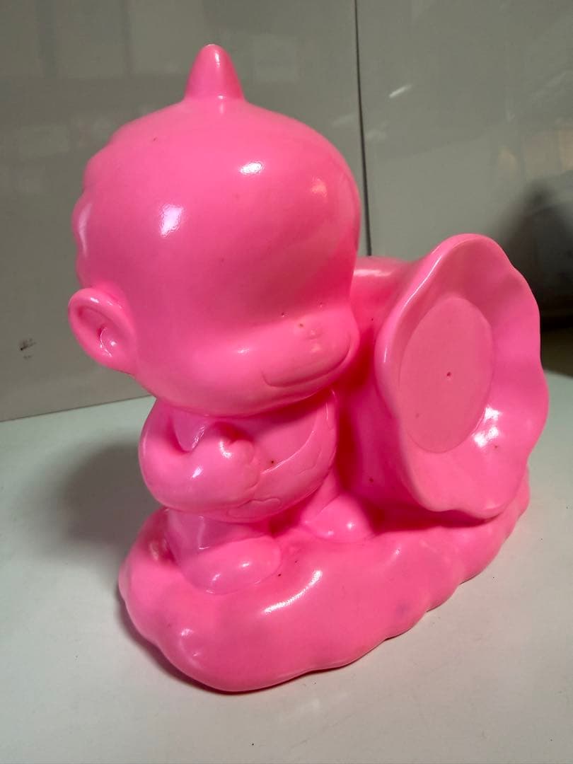 昭和レトロ 風小僧 日本製 販促ノベルティ マスコット 当時物 ピンク 箱付