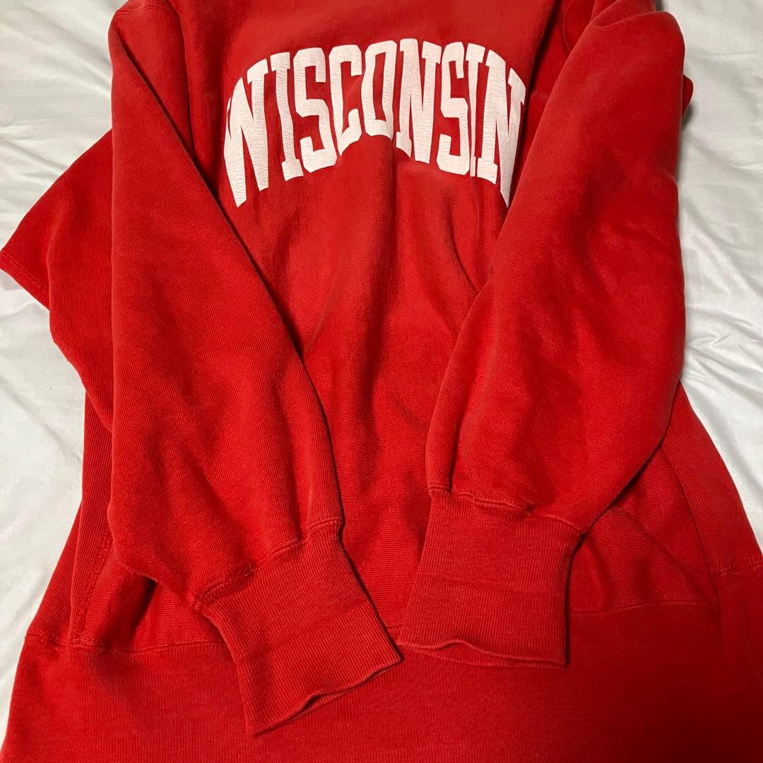 90s 刺繍タグ Champion リバースウィーブ WISCONSIN XL