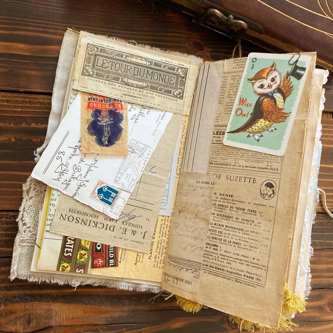 junk journal ジャンクジャーナル雑記帳　蛇腹ファイル　平袋付き