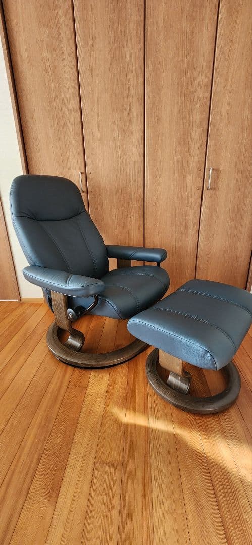 エコーネス　ダークブルー リクライニングチェア