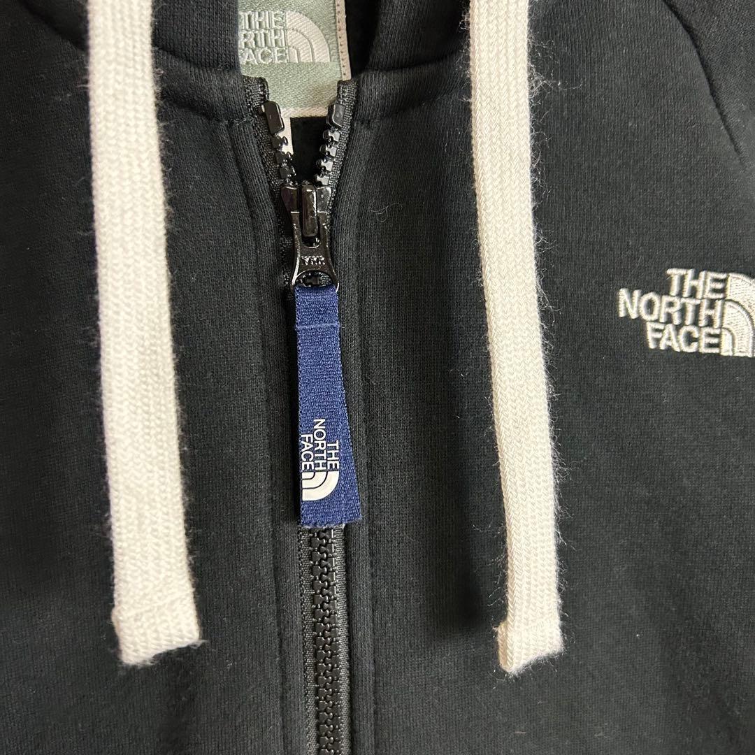 【美品】ノースフェイス フードロゴ パーカー ジップアップ ブラック S