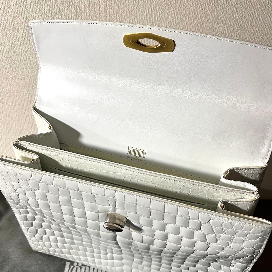 Konigin クーニギン IRV ドイツ クロコダイル ハンドバッグ ホワイト