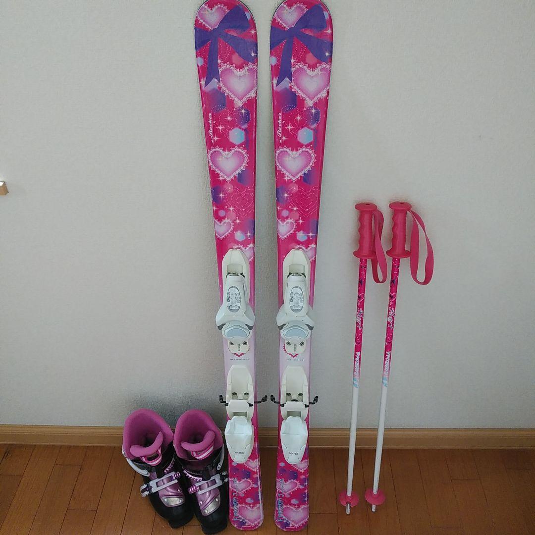 116㎝　スキー　スキー靴　20㎝　女の子　ハート　ブラック