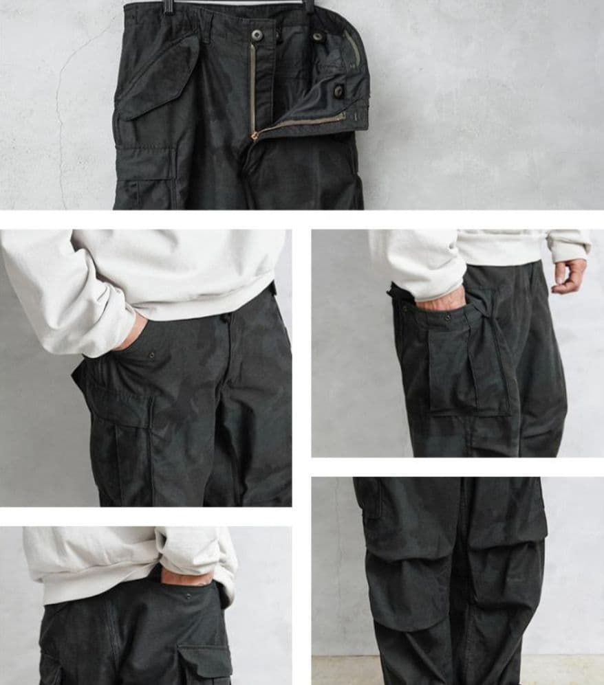 米軍 M-65フィールドカーゴパンツ ウッドランド迷彩 BLACK染め