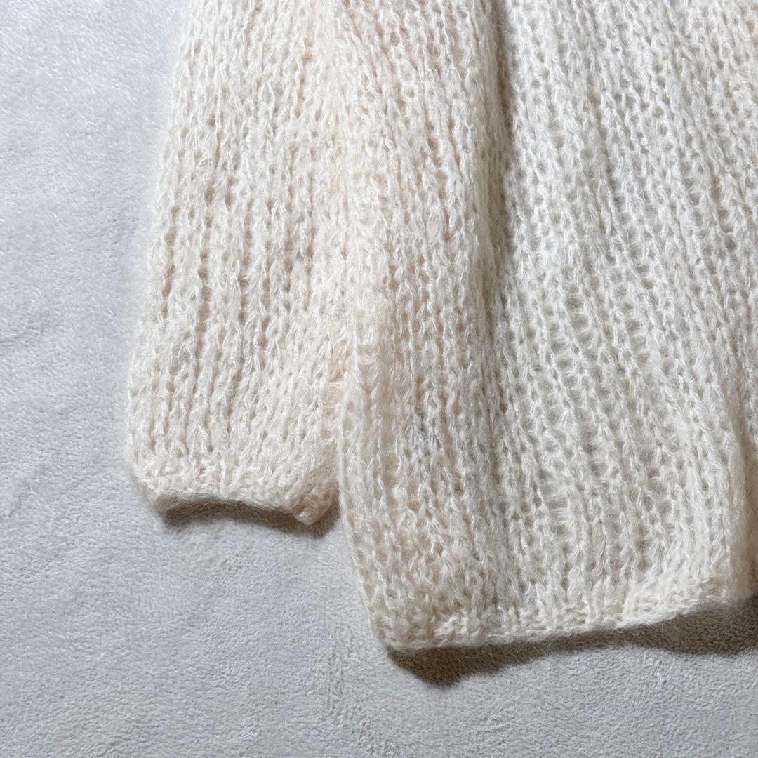 ウィムガゼット　モヘヤニットカーディガン　ローゲージ　ウール　ロング　白