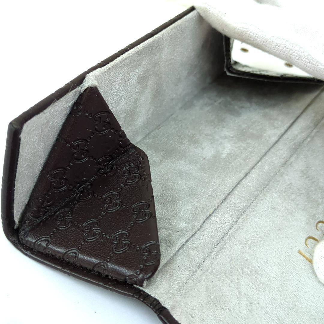 GUCCI グッチ メガネケース シマ レザー ダークブラウン グッチシマ