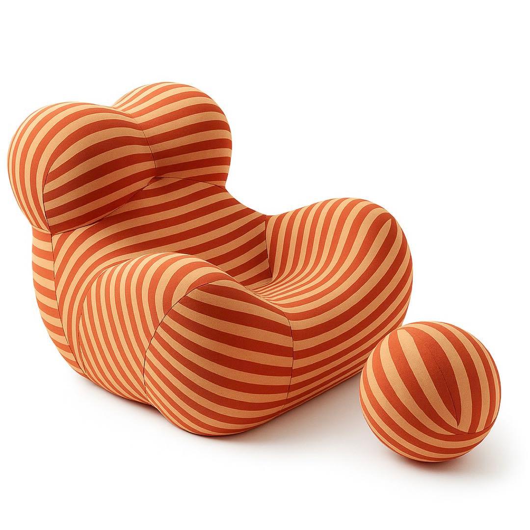 【新品未使用】デザインソファ＆オットマン｜北欧モダン インテリア 椅子 チェア