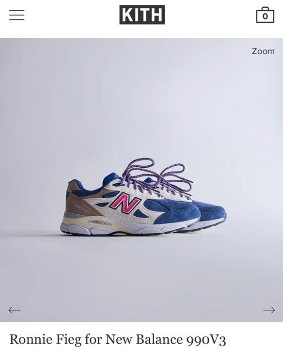 邦楽 KITH Ronnie Fieg for New Balance 990V3