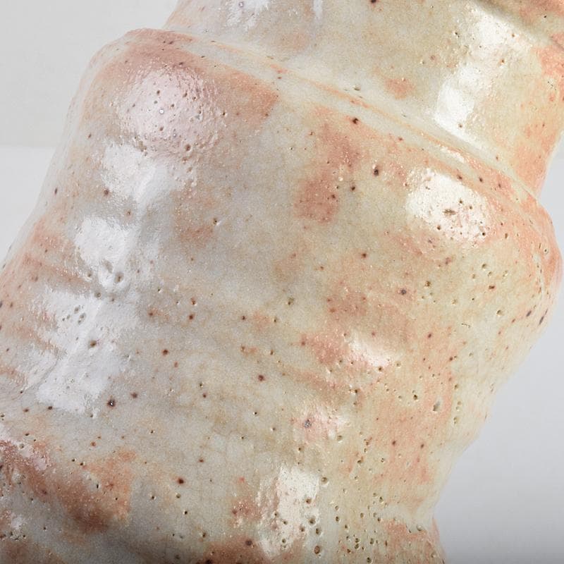 瀬戸焼　加藤重高作　志野花生　共箱　C　R9115