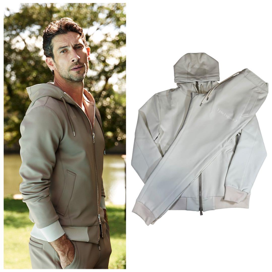 【美品】1piu1uguale3/バックロゴパーカー&リブパンツ/オフホワイト5