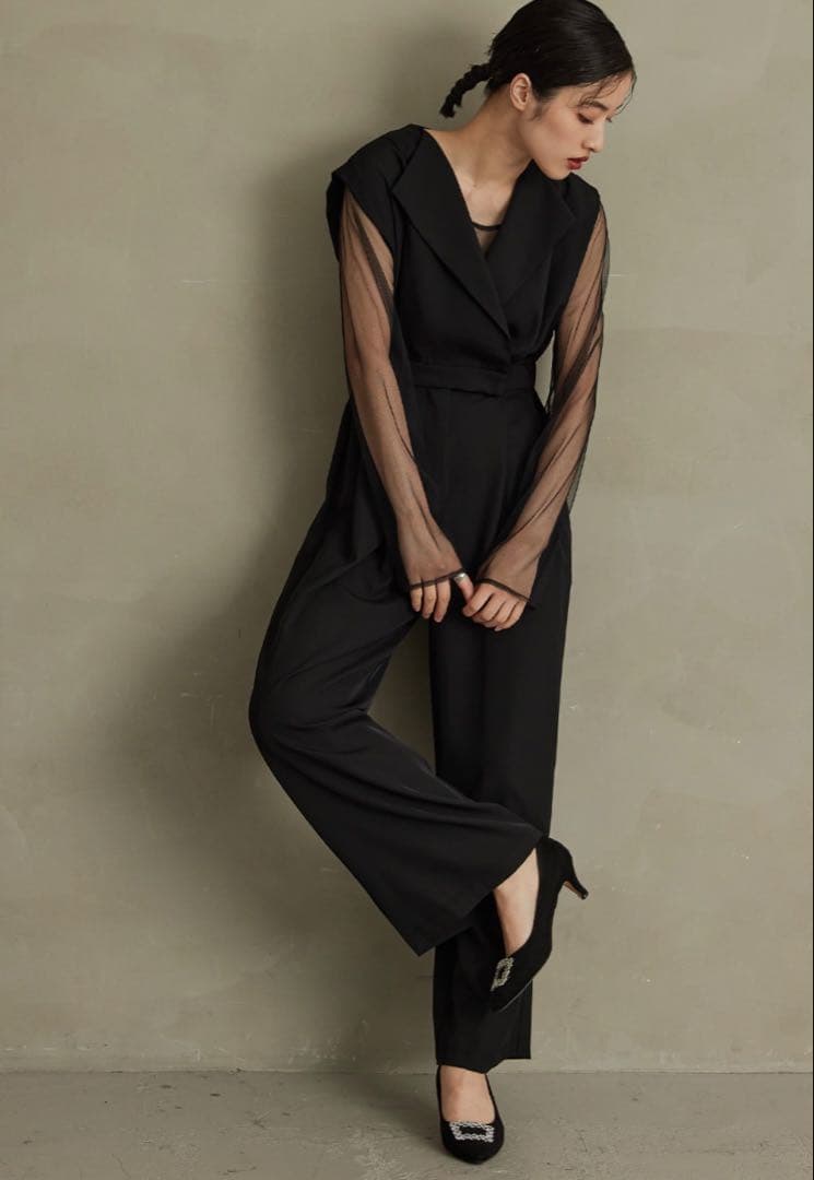 ♡niana / Kana スタンドアウトカラーオールインパンツ　ブラック　M