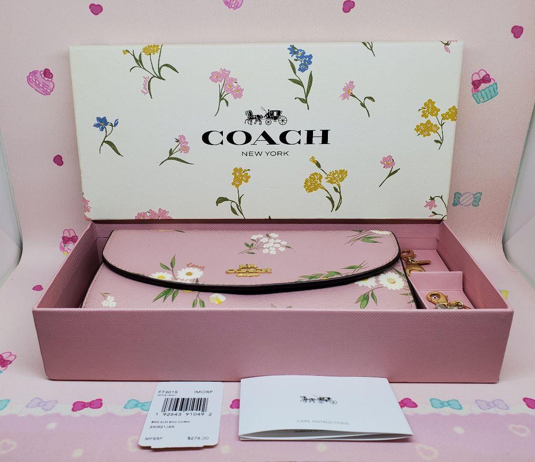 ちゃま✧*。♡COACH♡チャーム付き長財布♡花柄ピンク♡コーチ