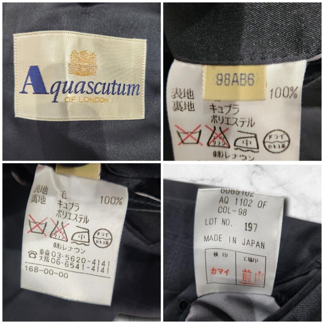 Aquascutum スーツ セットアップ ダークグレー チェック 大きいサイズ