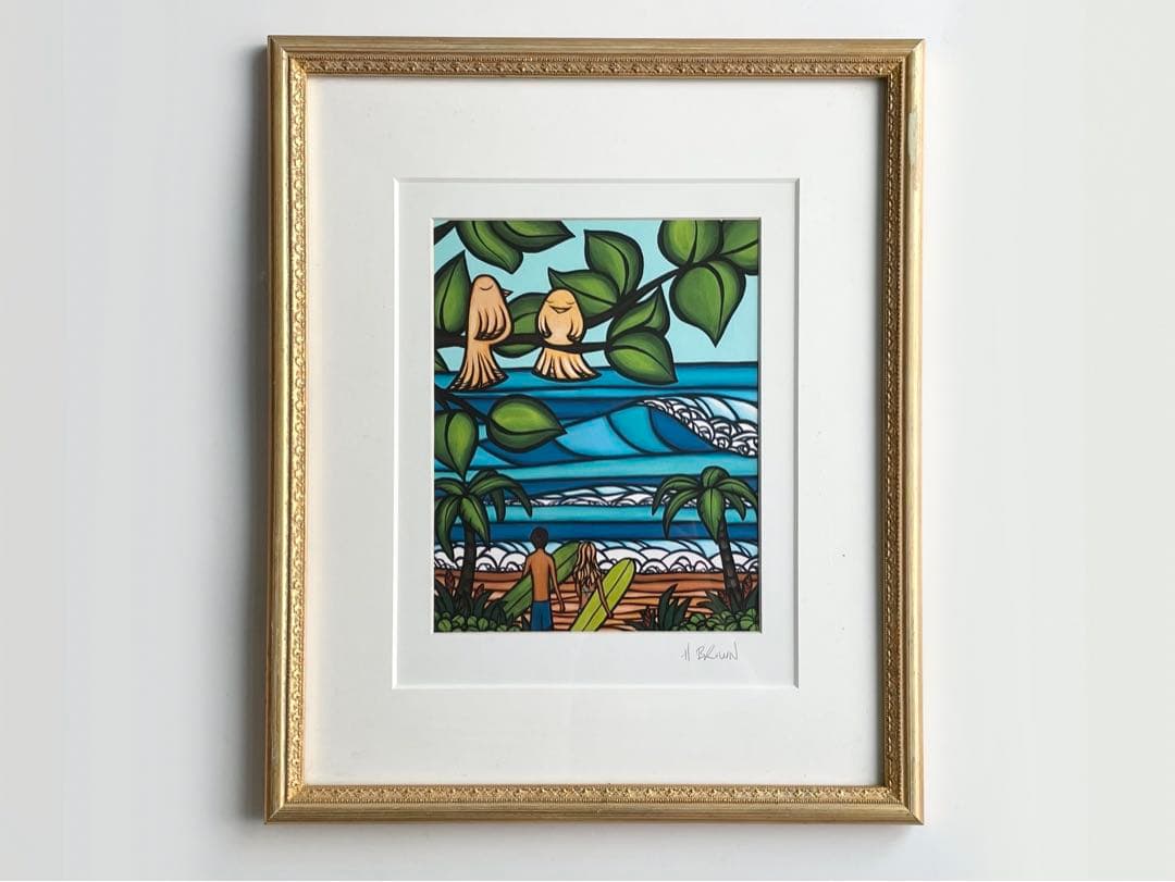 ヘザーブラウン　Heather Brown 絵画　ハワイ　額入