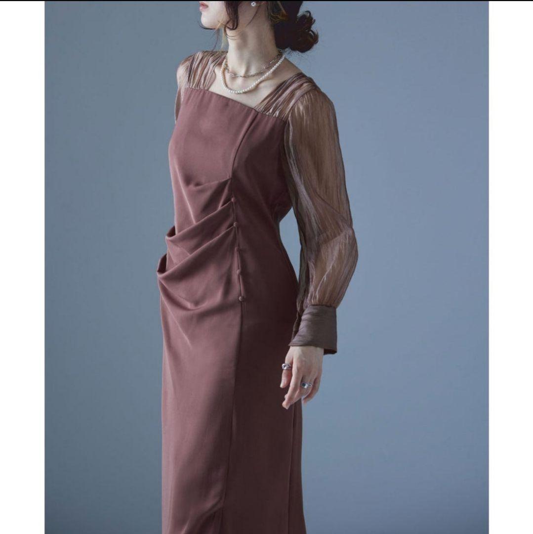 【極美品】エトル ドレープデザインIラインドレス