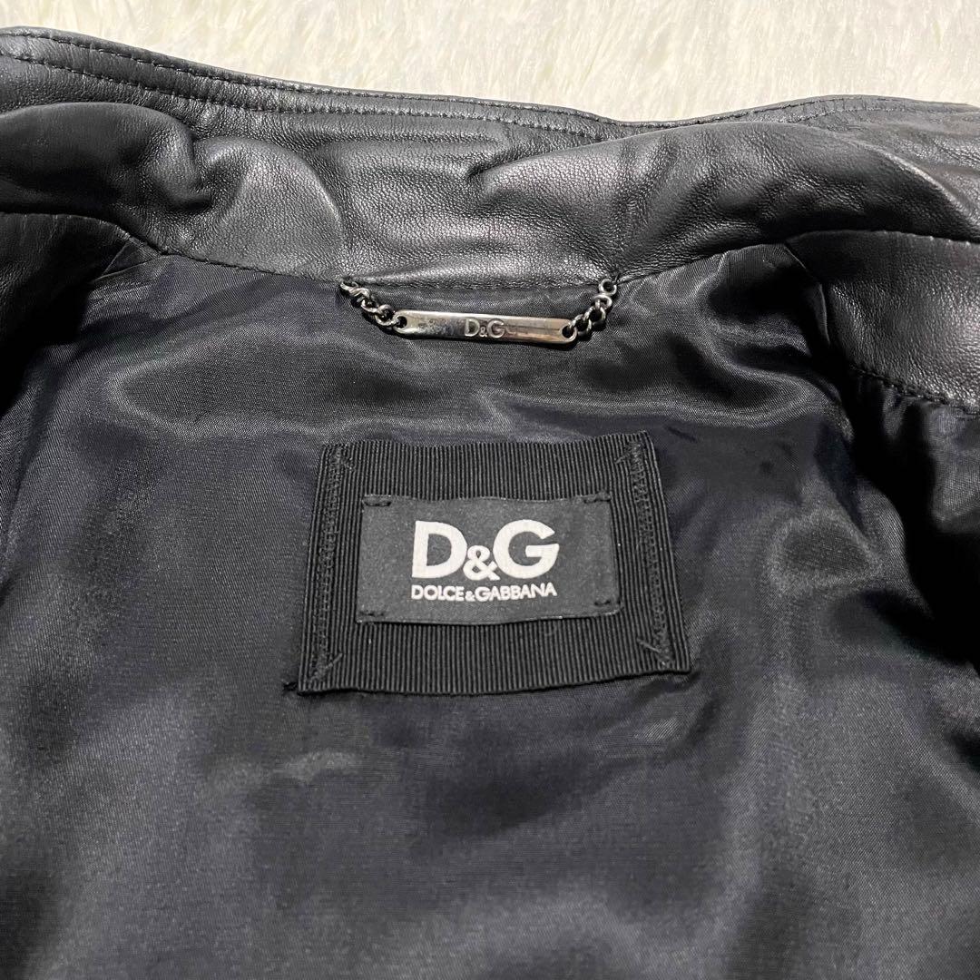 【美品】ドルチェアンドガッバーナ シングルライダースジャケット 黒 サイズ36