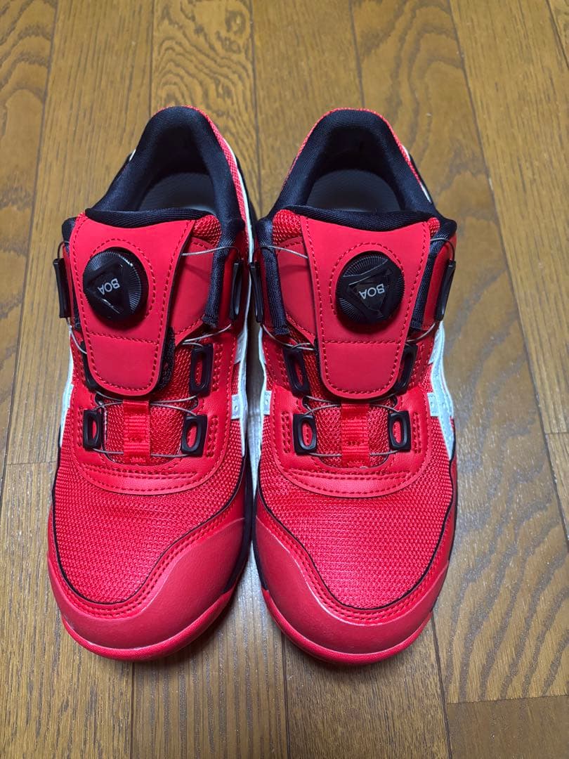 【新品】ASICS 赤 メッシュ 安全靴 ダイヤル式　24.0cm