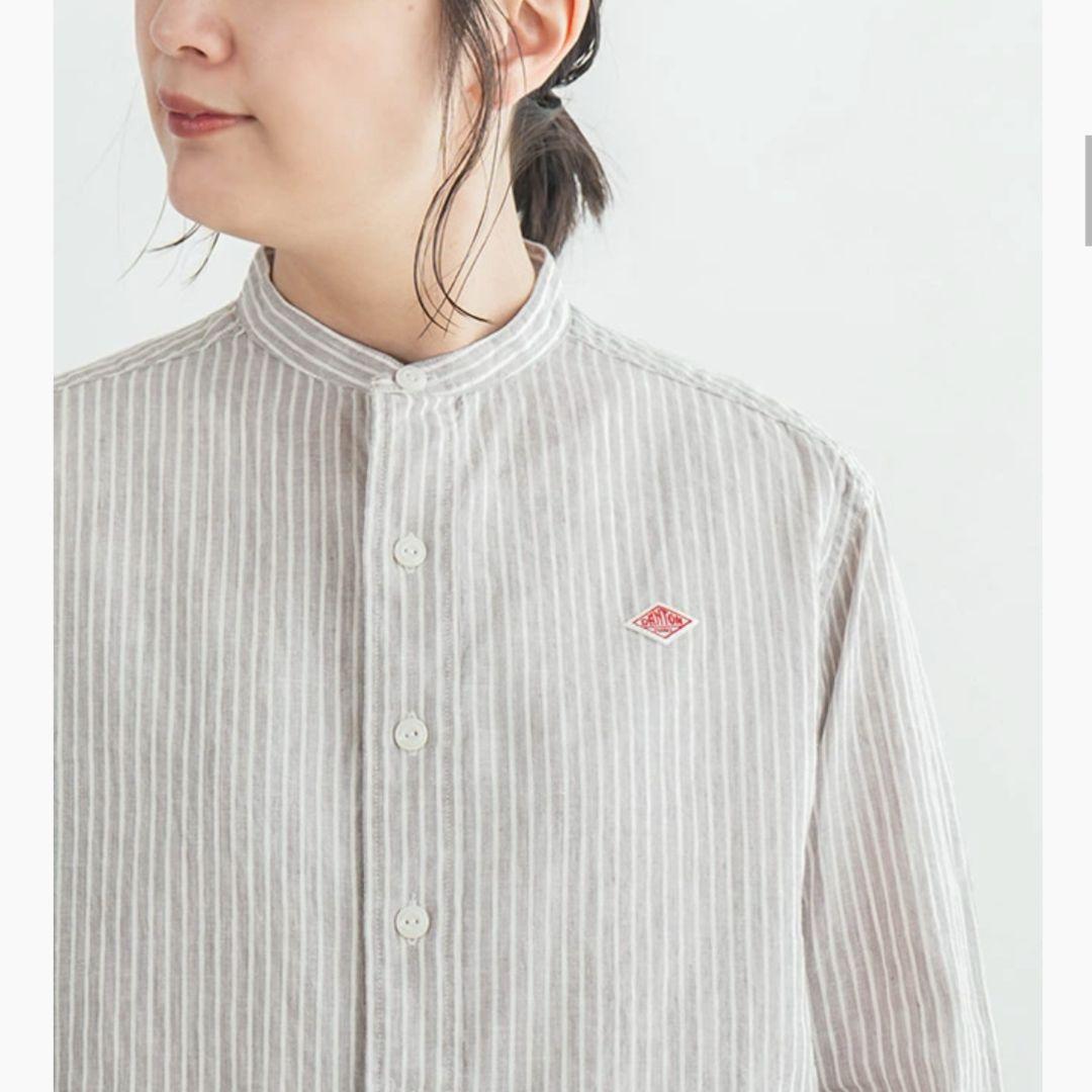【新品タグ付き】DANTON ストライプバンドカラーシャツ シャツ