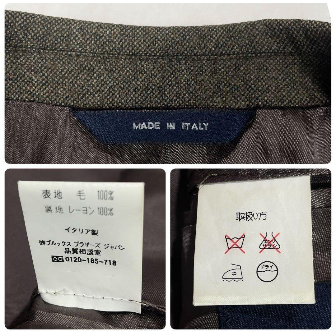 美品 ブルックスブラザーズ ツイードウール テーラードジャケット ブラウン