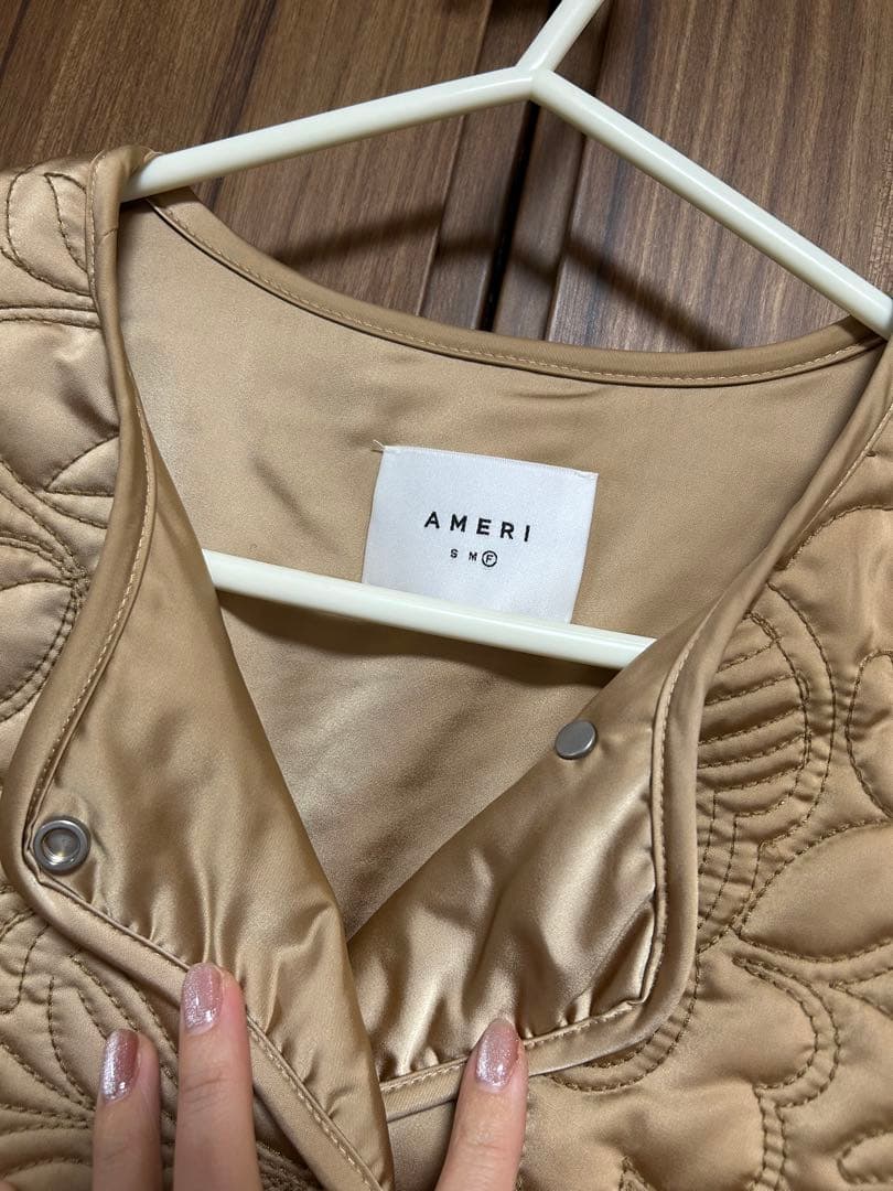 美品★ 2WAY LEAF PATTERN QUILTING COAT