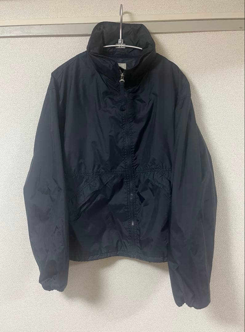 90s ARMANI JEANS ナイロンジャケット　短丈　ワイド　ネイビー